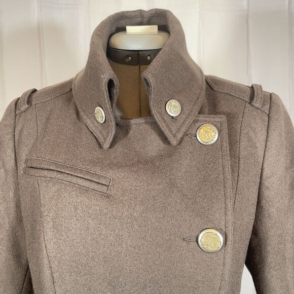 Velvet Heart Women's Brown Military Wool Blend Coat Jacket M Belted Lightweight - Picture 2 of 7